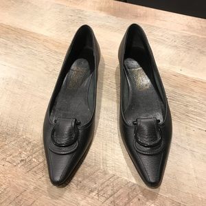 Salvatore Ferragamo Black Leather Flats